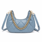 QUILTED LUXE BLUE CHAIN SHOULDER BAG