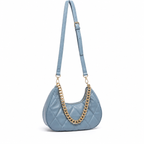 QUILTED LUXE BLUE CHAIN SHOULDER BAG