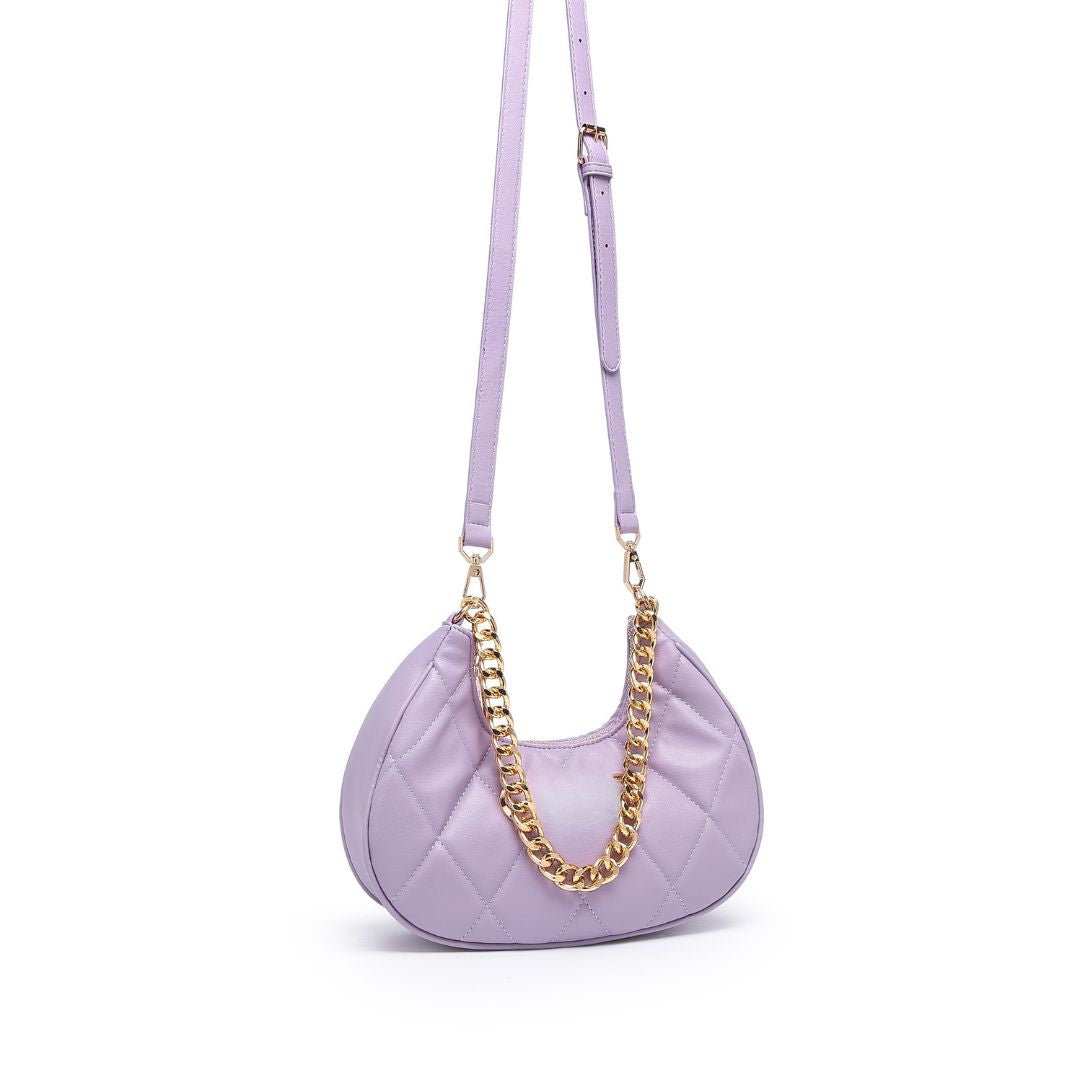 QUILTED LUXE PURPLE CHAIN SHOULDER BAG