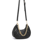 QUILTED LUXE BLACK CHAIN SHOULDER BAG