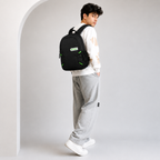 Telgo Lightweight Black Backpack with Green Accents