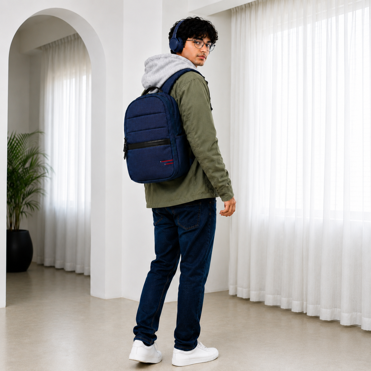 Telgo Stylish Navy Blue Backpack for Men & Women