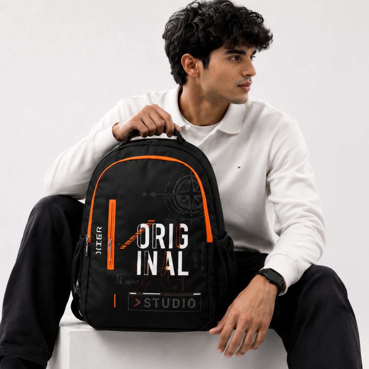Trendy Telgo Stylish Orange Printed Backpack