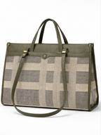 Premium Canvas & PU Leather Travel Tote Green Bag for Women