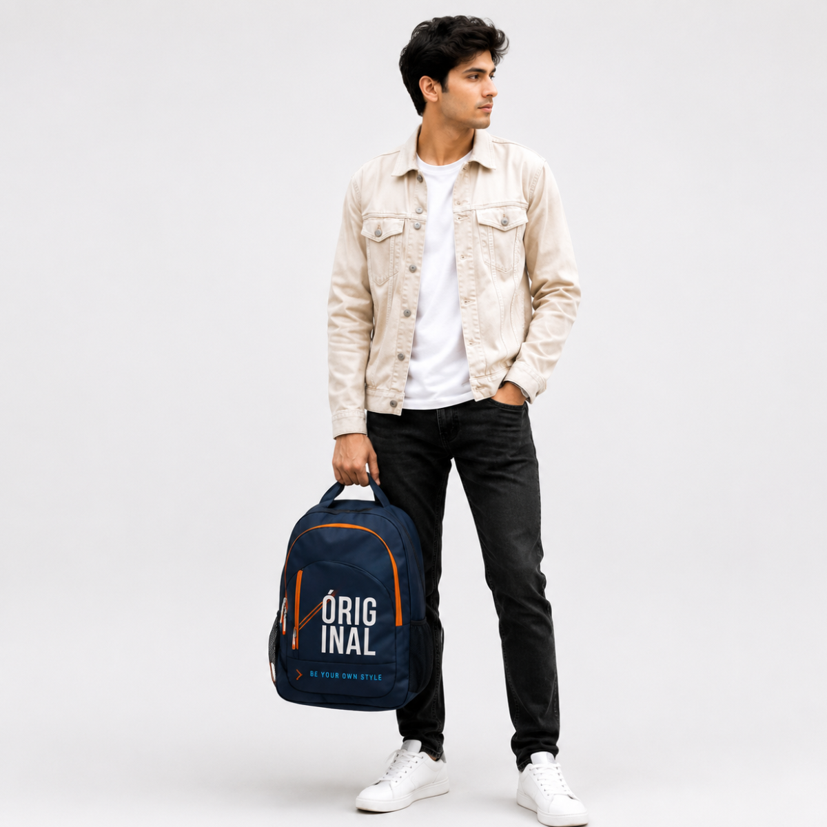 Trendy Telgo Stylish Navy Blue Printed Backpack