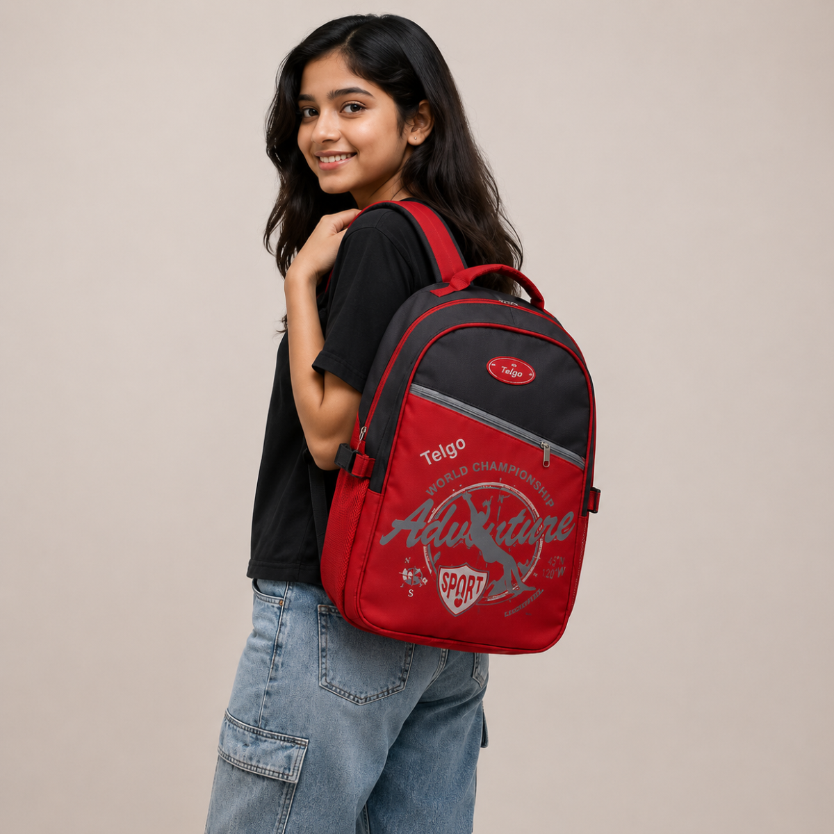 Telgo Adventure Red Sport Backpack for Boys & Girls