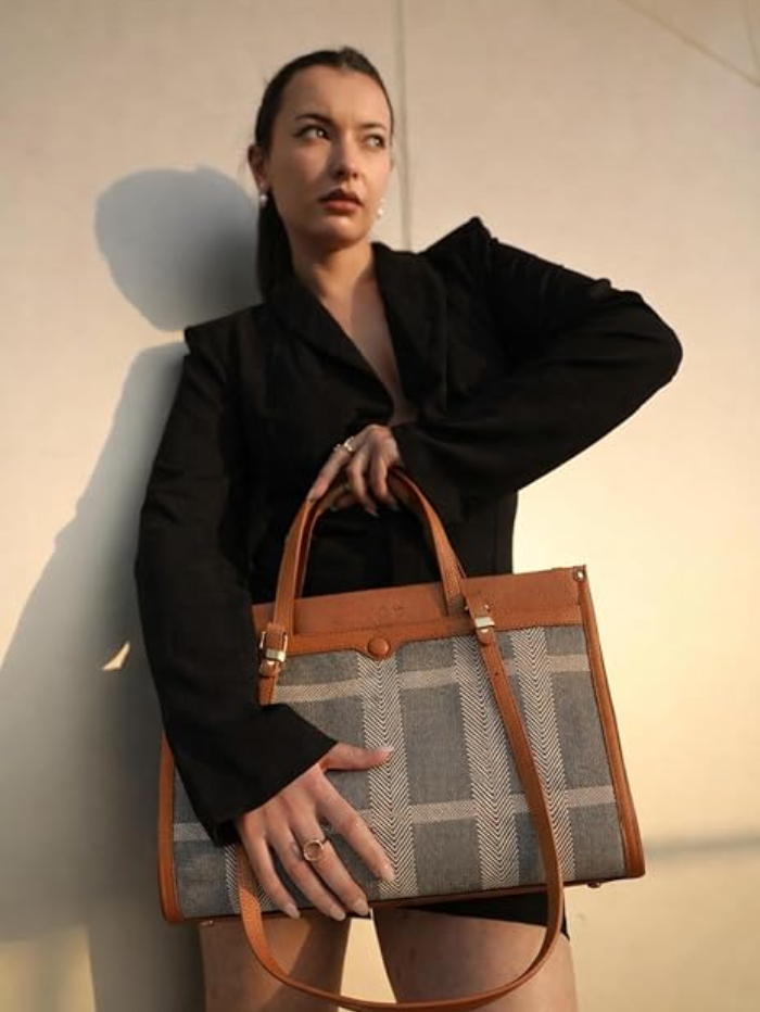 Premium Canvas & PU Leather Travel Tote Tan Bag for Women