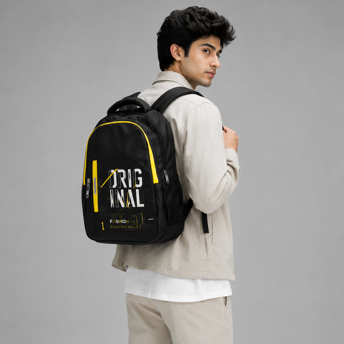 Trendy Telgo Stylish Yellow Printed Backpack