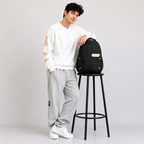 Telgo Lightweight Black Backpack with Green Accents