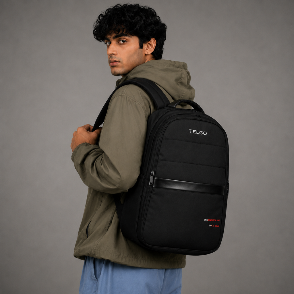 Telgo Stylish Black Backpack for Men & Women