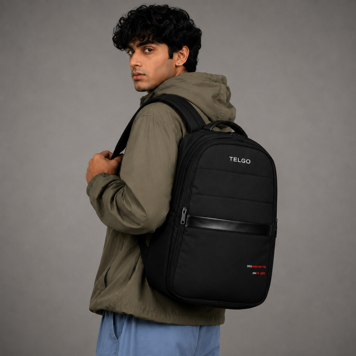 Telgo Stylish Black Backpack for Men & Women