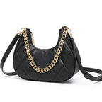 QUILTED LUXE BLACK CHAIN SHOULDER BAG