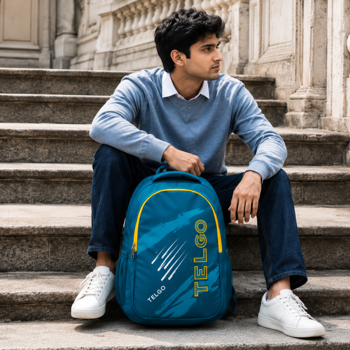 Telgo Sports Design Sky Blue Casual Backpack
