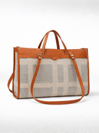Premium Canvas & PU Leather Travel Tote Tan Bag for Women