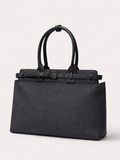 Premium Jute & PU Leather Structured Tote Black Bag for Women