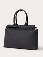 Premium Jute & PU Leather Structured Tote Black Bag for Women