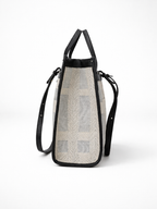 Premium Canvas & PU Leather Travel Tote Black Bag for Women
