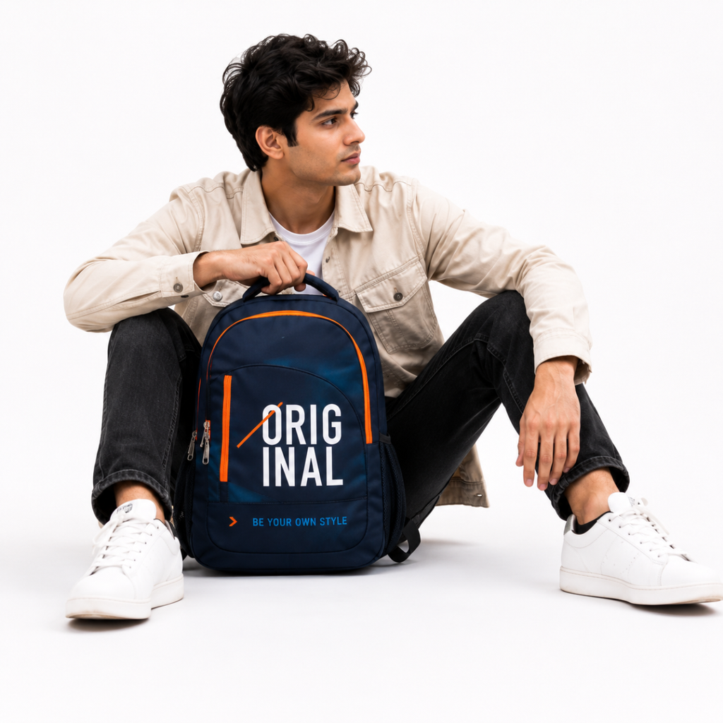 Trendy Telgo Stylish Navy Blue Printed Backpack