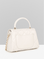 Stylish Quilted Studded Top Handle Off White Sling Bag for Women