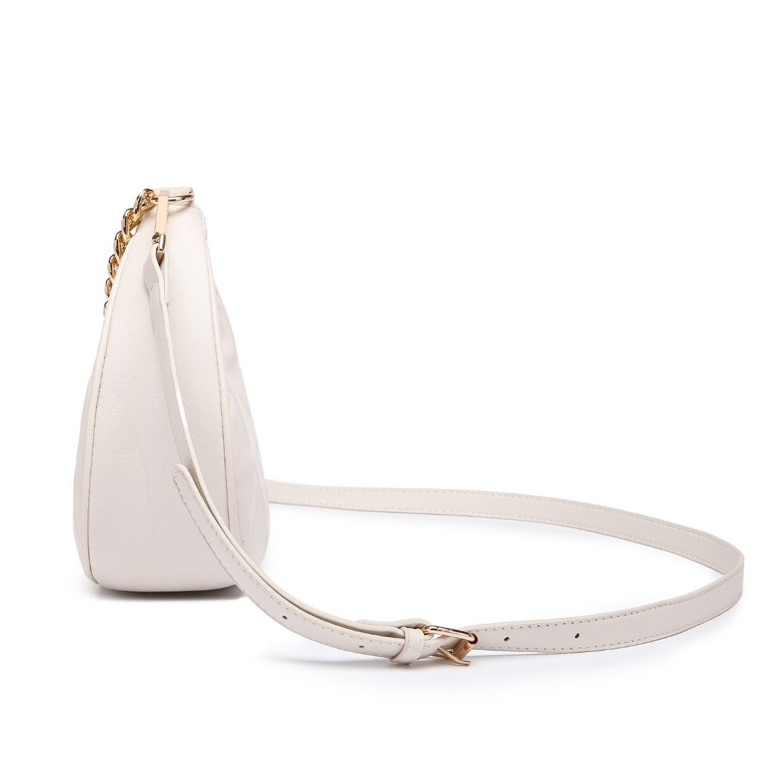 QUILTED LUXE OFF WHITE CHAIN SHOULDER BAG