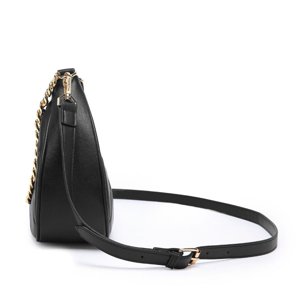 QUILTED LUXE BLACK CHAIN SHOULDER BAG