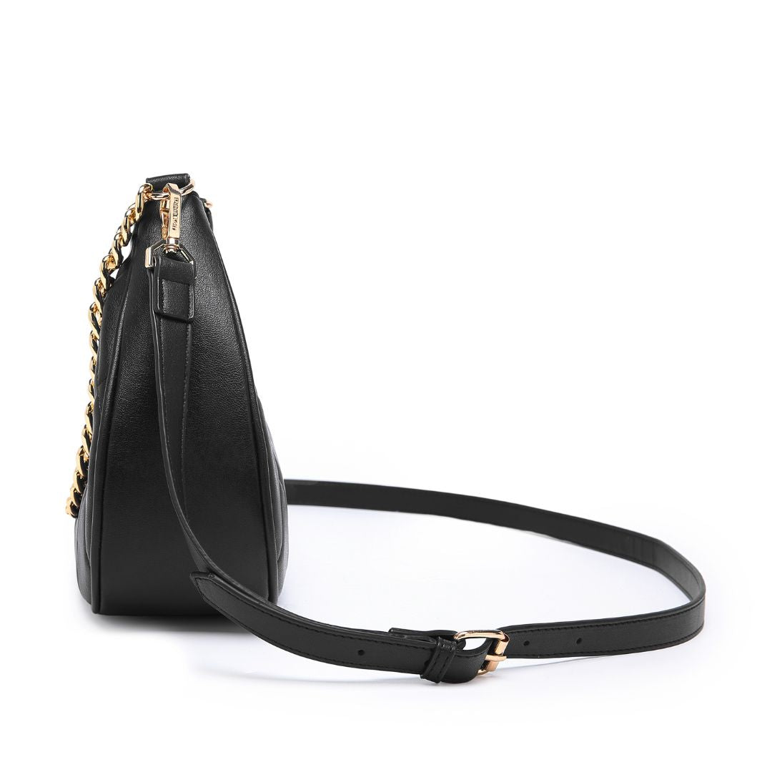 QUILTED LUXE BLACK CHAIN SHOULDER BAG