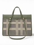 Premium Canvas & PU Leather Travel Tote Green Bag for Women