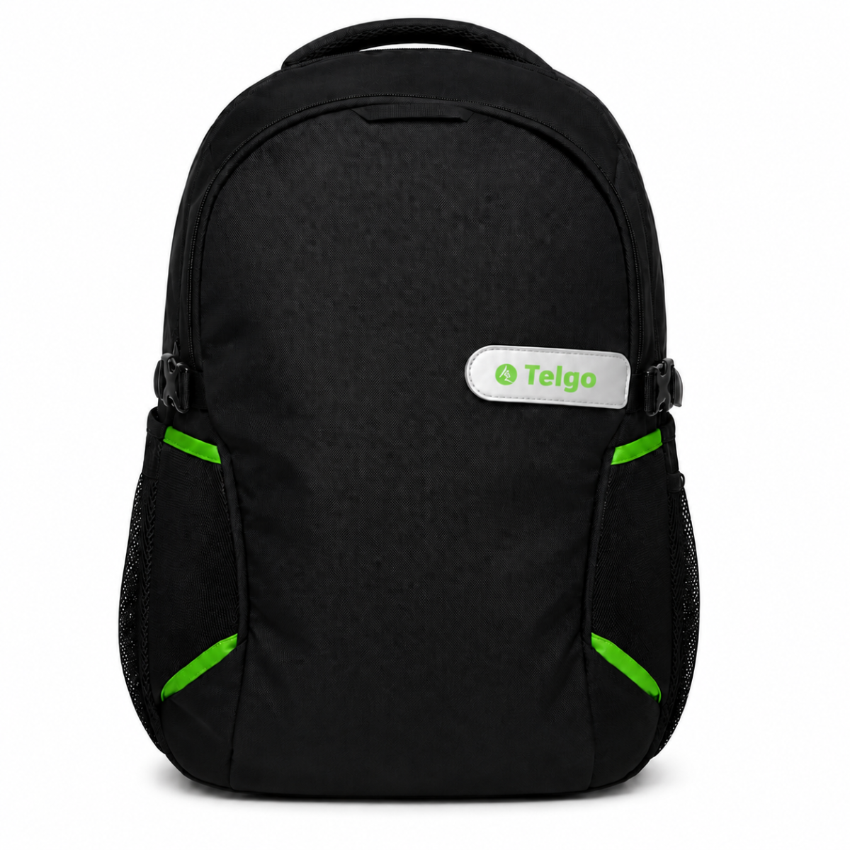 Telgo Lightweight Black Backpack with Green Accents