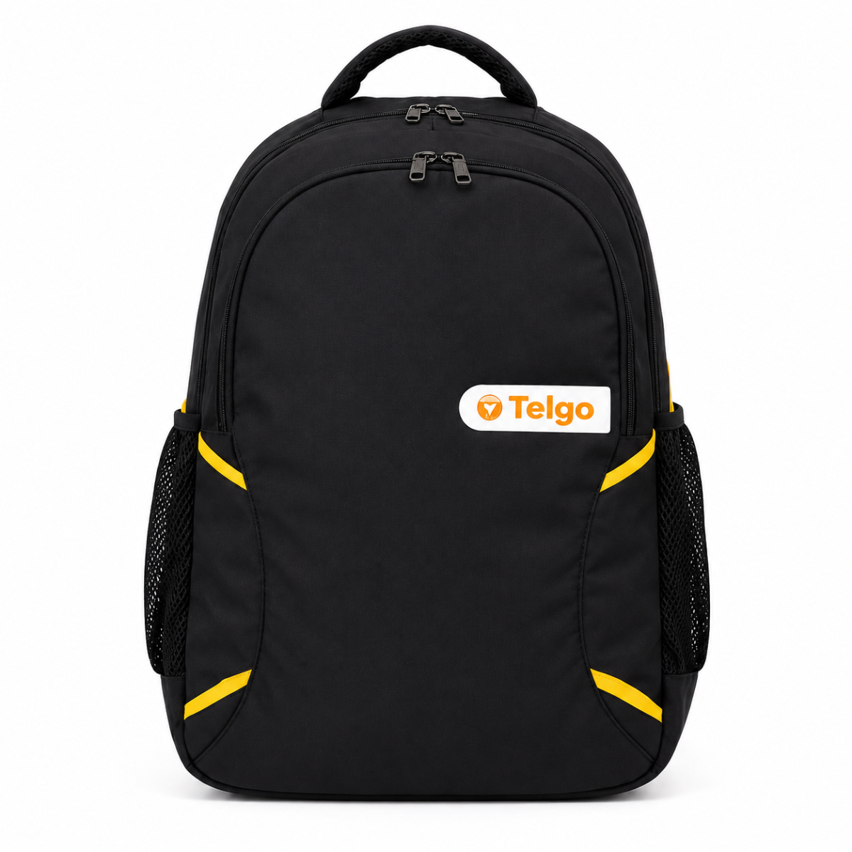 Telgo Lightweight Black Backpack with Yellow Accents