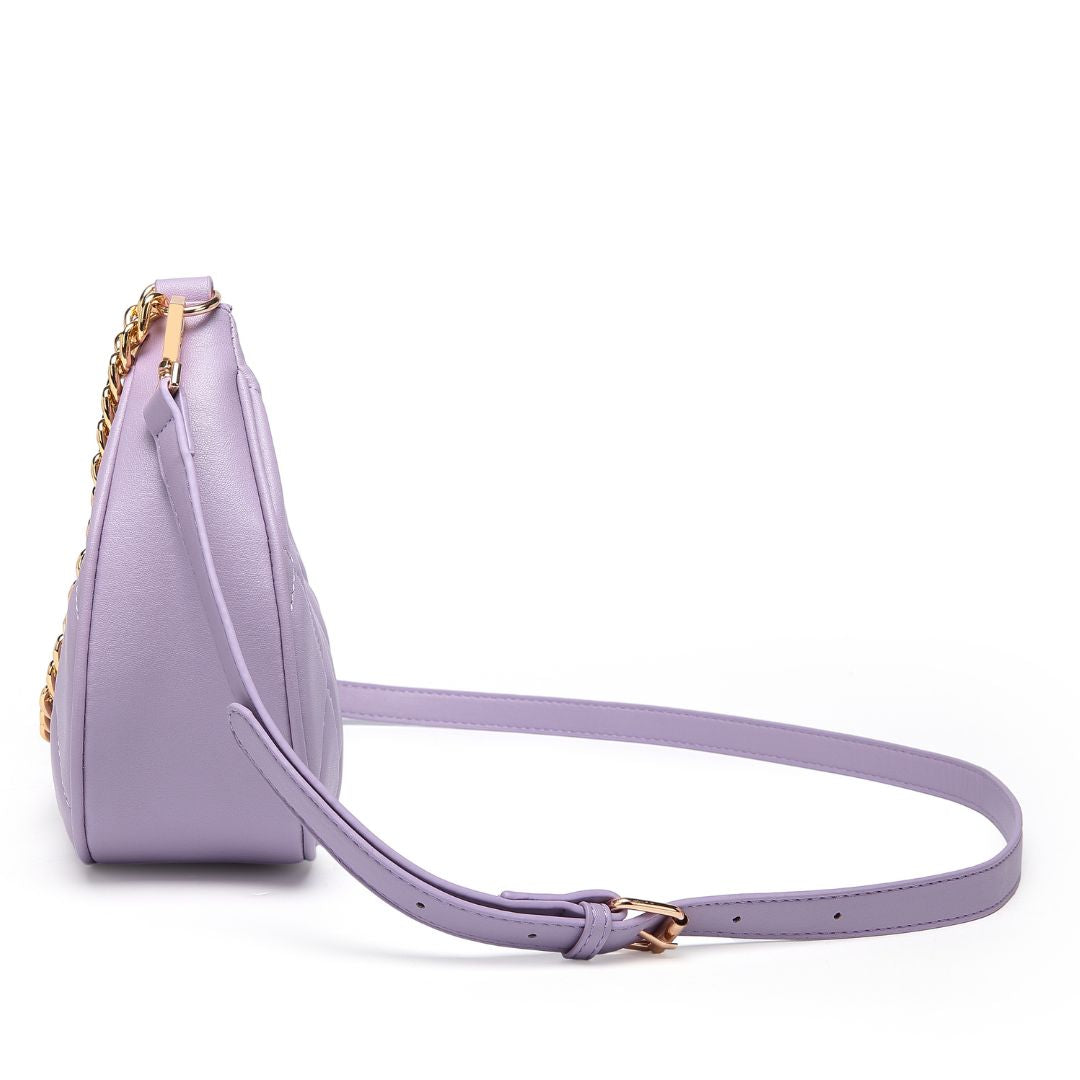 QUILTED LUXE PURPLE CHAIN SHOULDER BAG