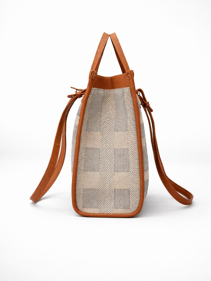 Premium Canvas & PU Leather Travel Tote Tan Bag for Women