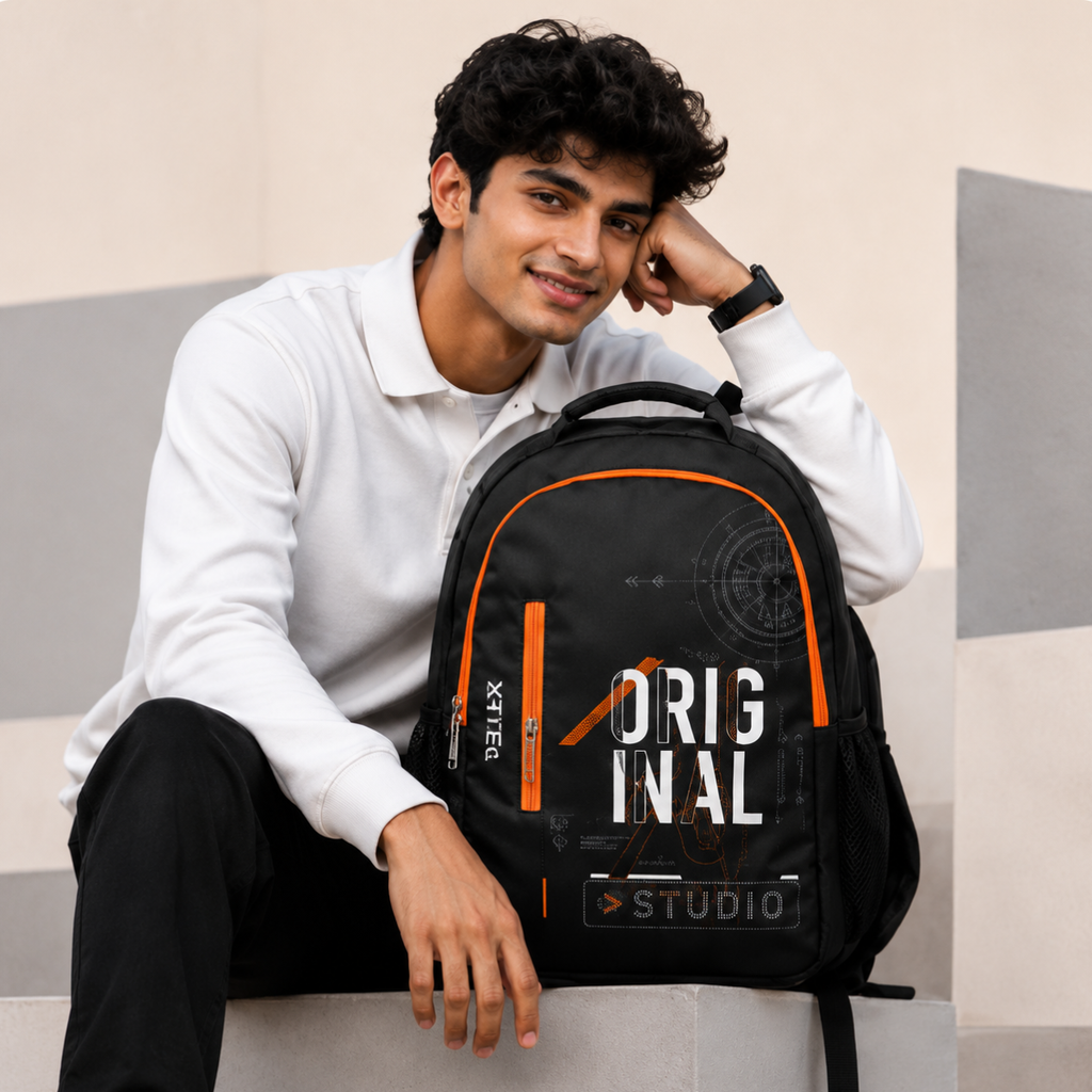 Trendy Telgo Stylish Orange Printed Backpack