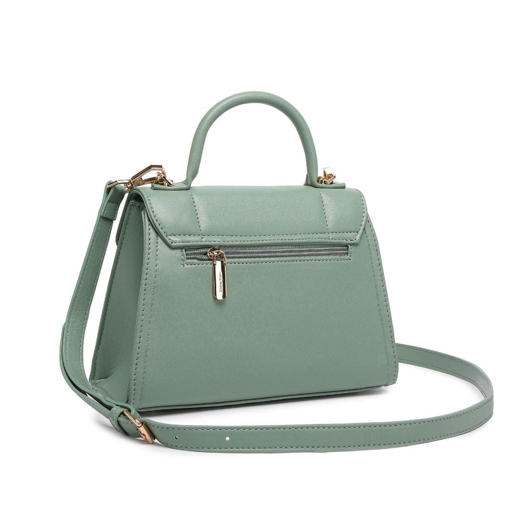 ELEGANT GREEN LOCK CHAIN STRUCTURED HANDBAG