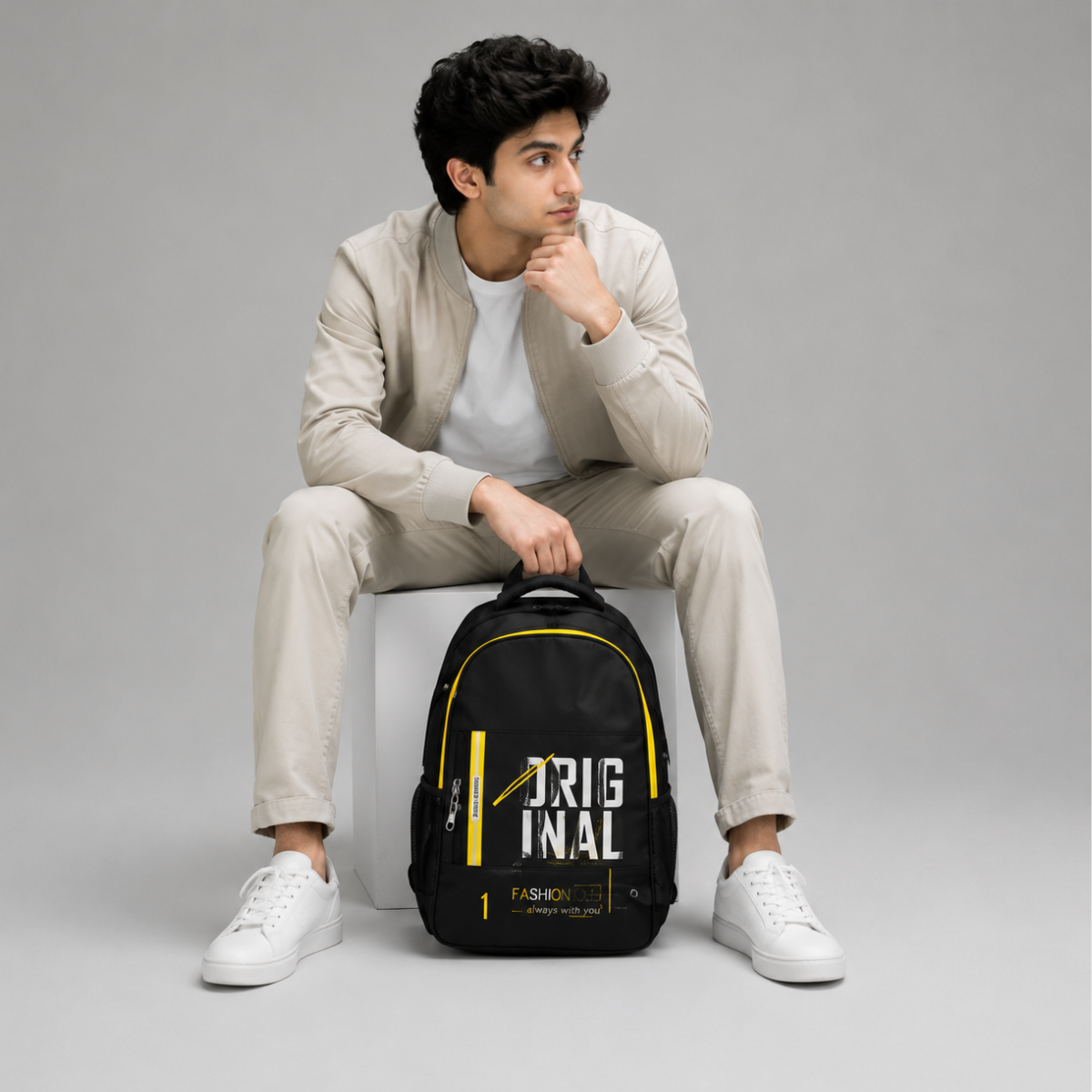 Trendy Telgo Stylish Yellow Printed Backpack
