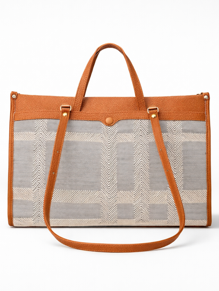 Premium Canvas & PU Leather Travel Tote Tan Bag for Women