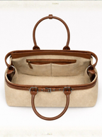 Premium Jute & PU Leather Structured Tote Beige Bag for Women