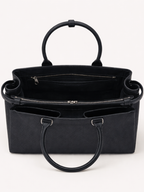 Premium Jute & PU Leather Structured Tote Black Bag for Women