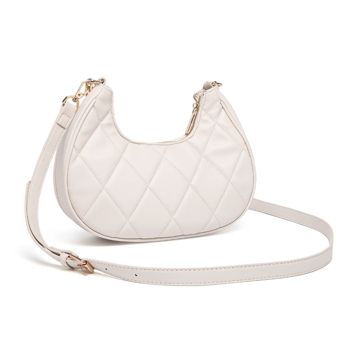 QUILTED LUXE OFF WHITE CHAIN SHOULDER BAG
