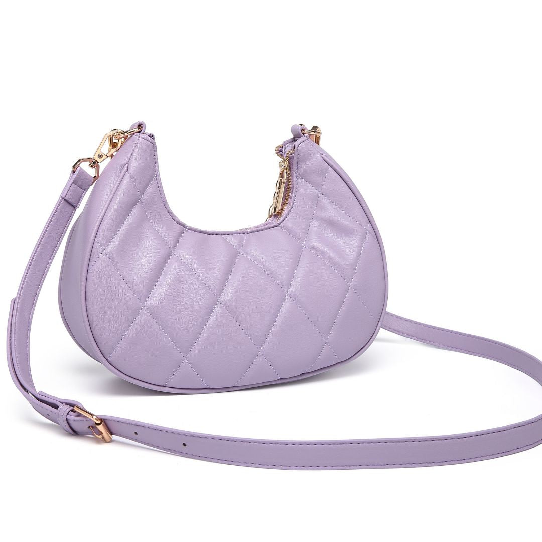QUILTED LUXE PURPLE CHAIN SHOULDER BAG