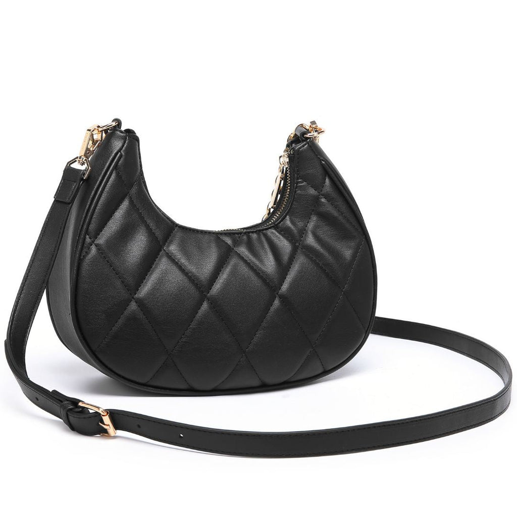 QUILTED LUXE BLACK CHAIN SHOULDER BAG