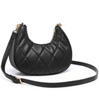 QUILTED LUXE BLACK CHAIN SHOULDER BAG
