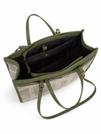 Premium Canvas & PU Leather Travel Tote Green Bag for Women