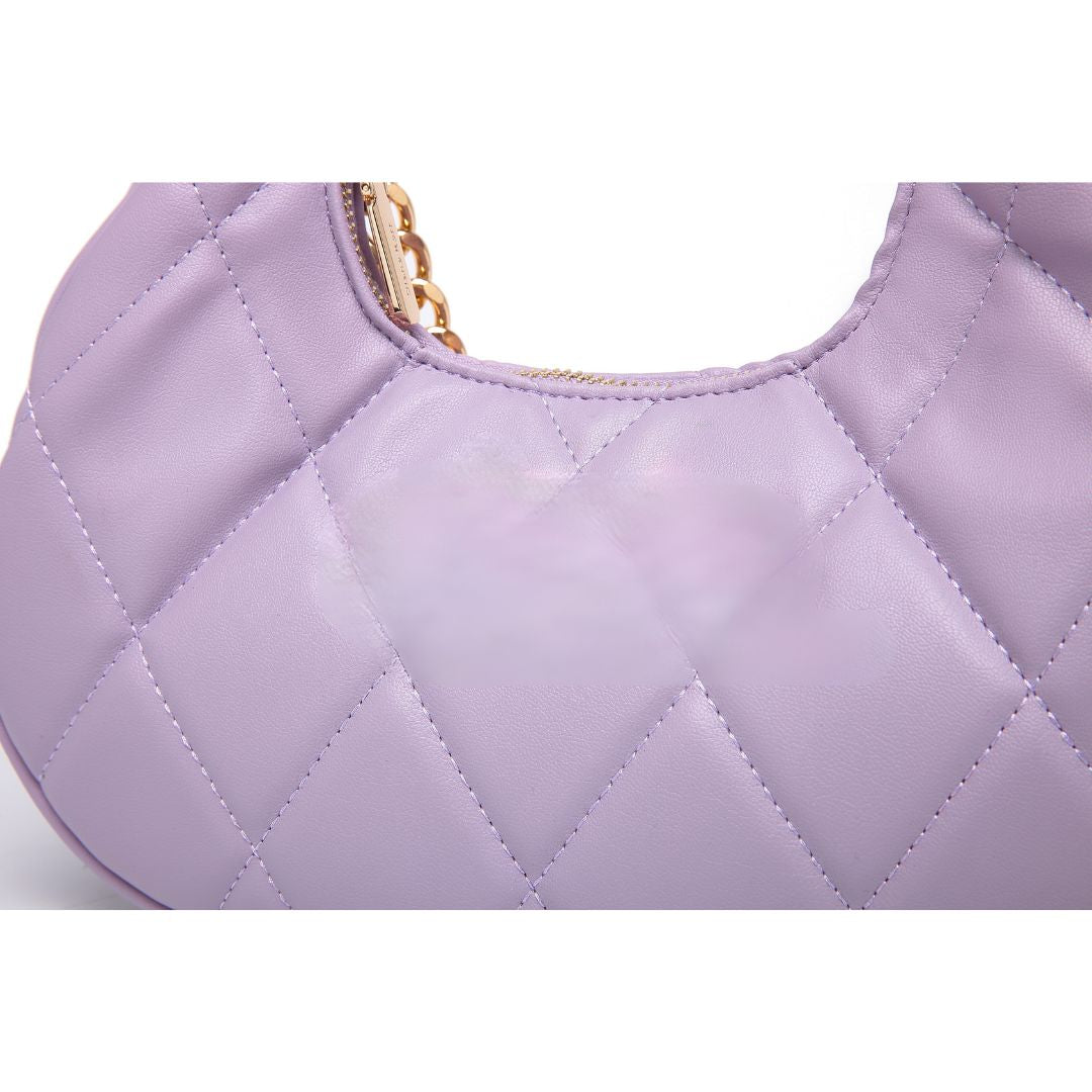 QUILTED LUXE PURPLE CHAIN SHOULDER BAG