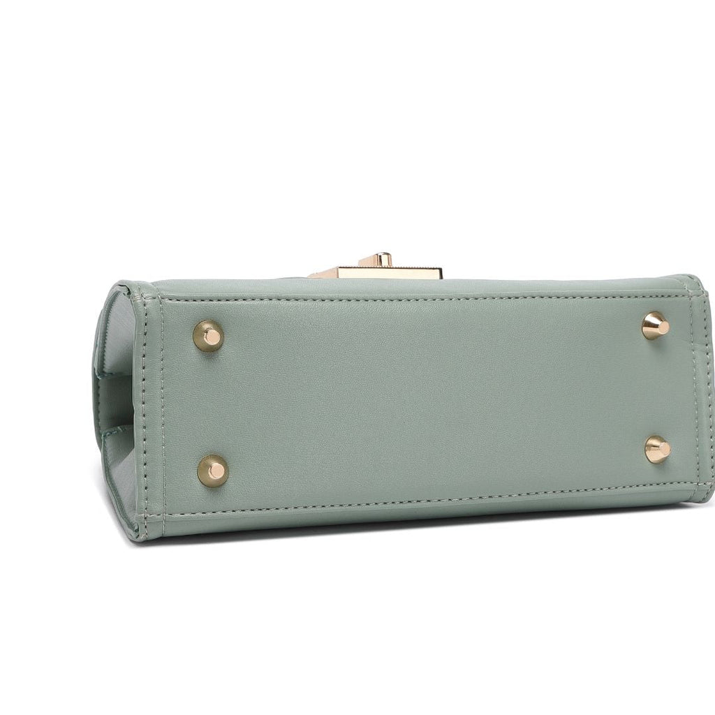 ELEGANT GREEN LOCK CHAIN STRUCTURED HANDBAG