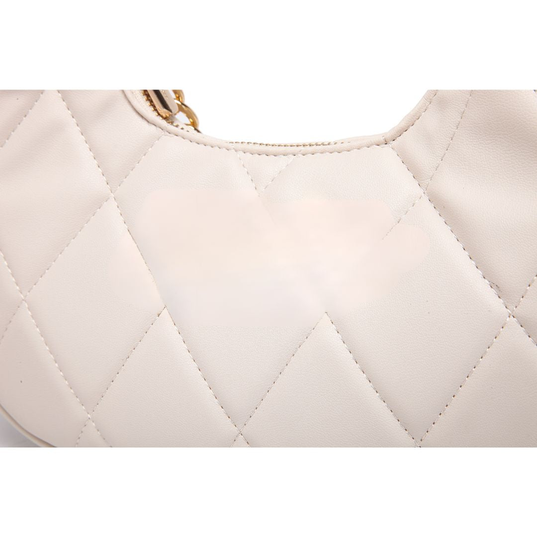 QUILTED LUXE OFF WHITE CHAIN SHOULDER BAG
