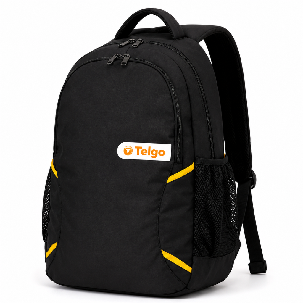 Telgo Lightweight Black Backpack with Yellow Accents