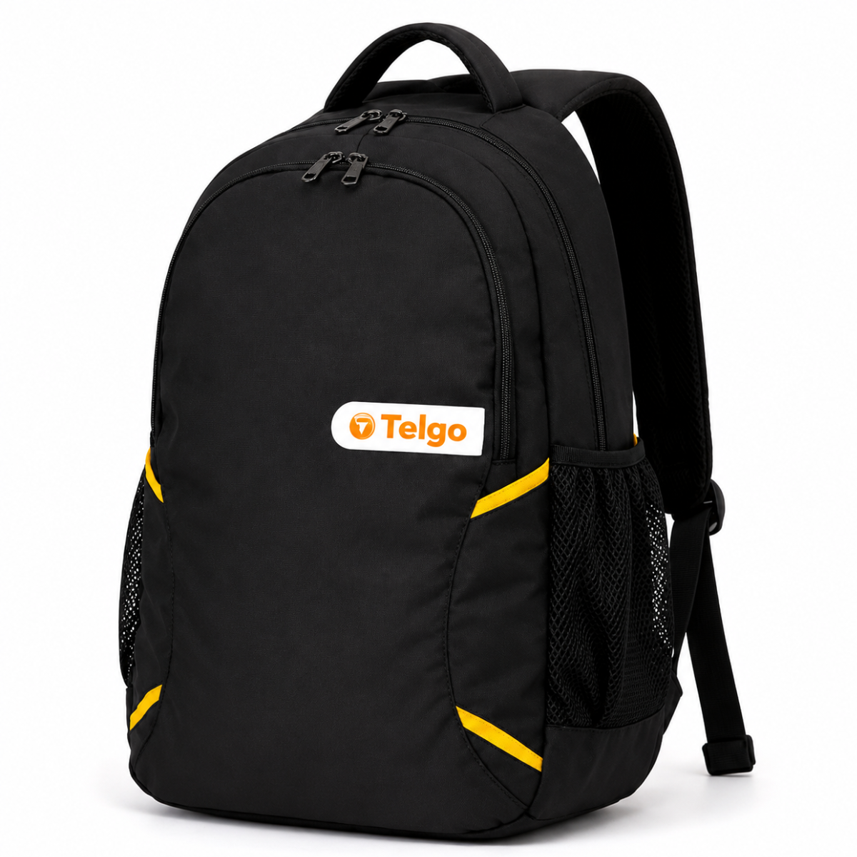 Telgo Lightweight Black Backpack with Yellow Accents