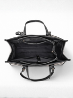 Premium Canvas & PU Leather Travel Tote Black Bag for Women