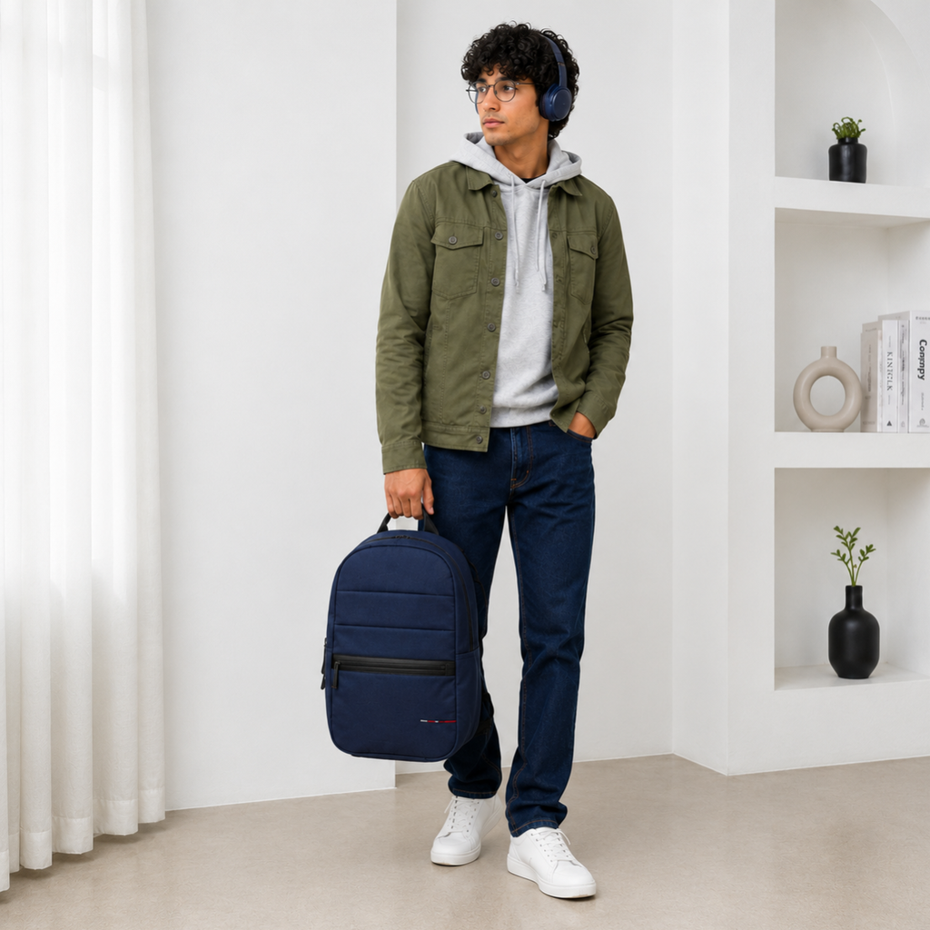 Telgo Stylish Navy Blue Backpack for Men & Women