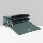 QUILTED STUDDED GREEN LUXE TOP HANDLE HANDBAG